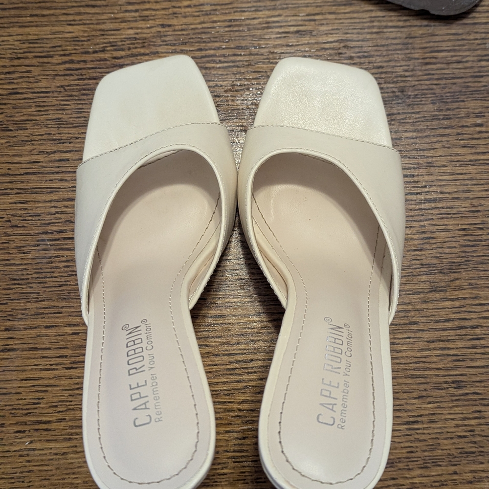 Cape Robbin Cream Mules Slip-On Shoes